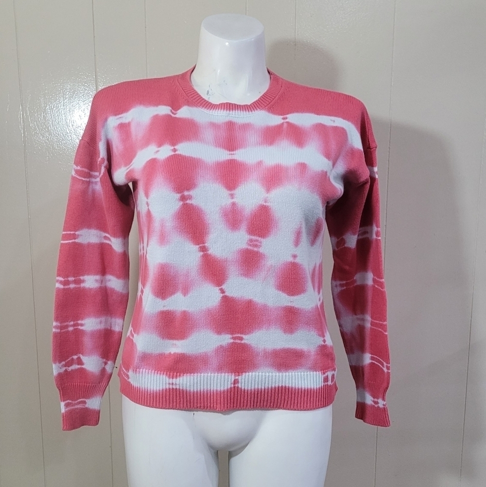 Design History Tie Dye Lightweight Sweater Horizontal Pink Knit Size L